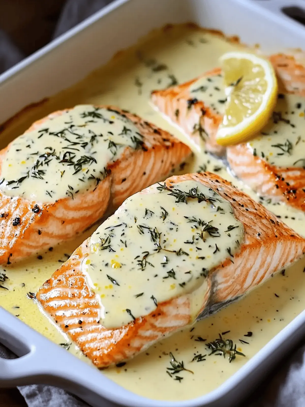 Baked Salmon with Lemon Butter Cream Sauce