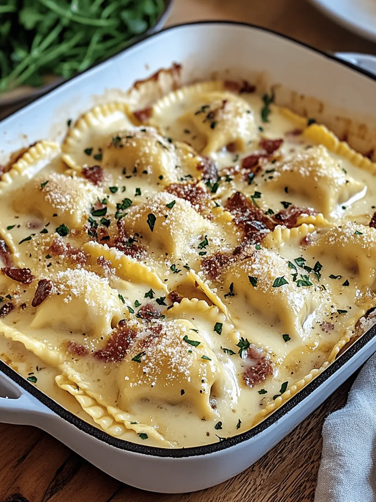 Olive Garden-Inspired Ravioli Carbonara