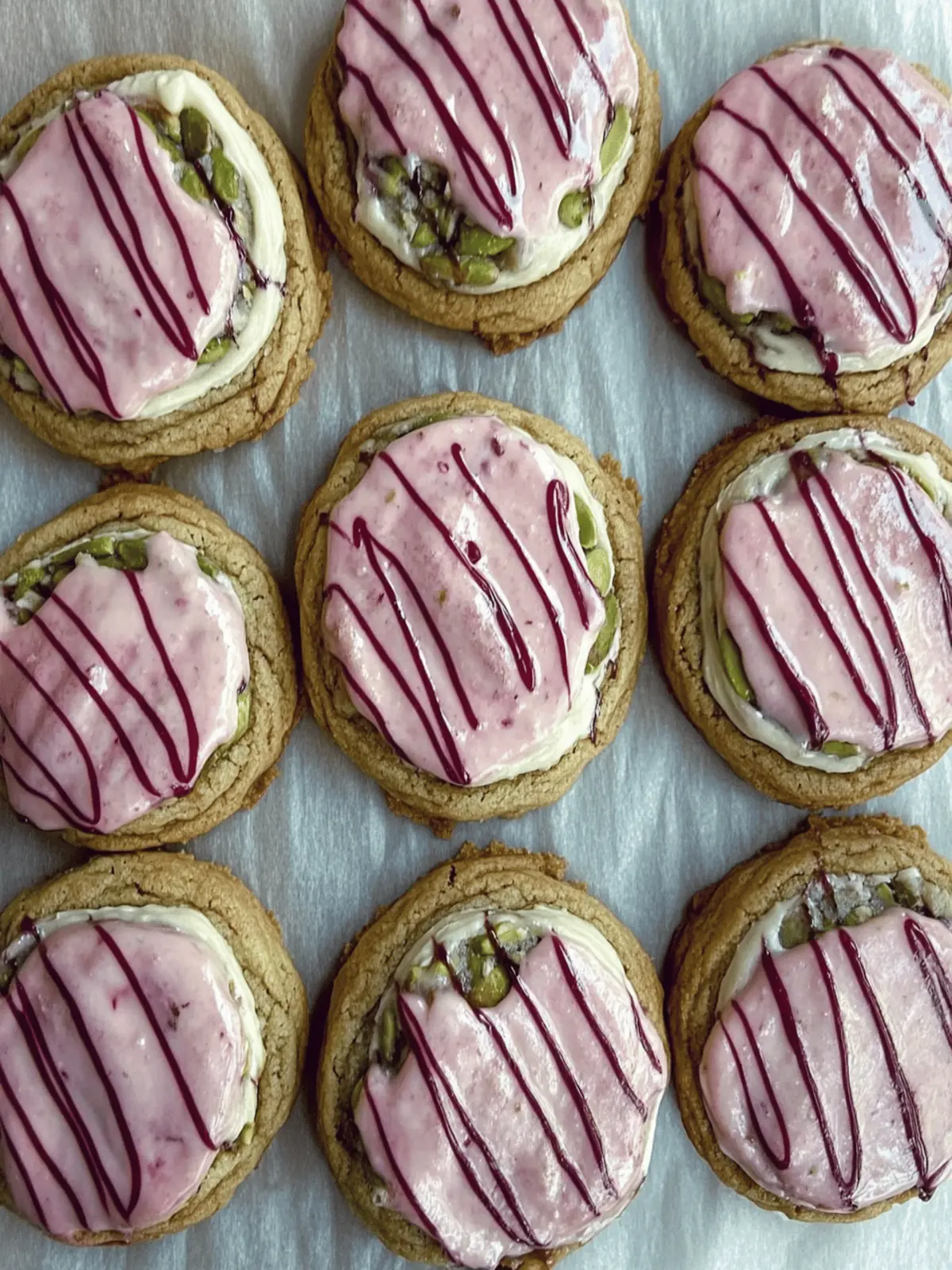 Pistachio and Raspberry Cheesecake Cookies