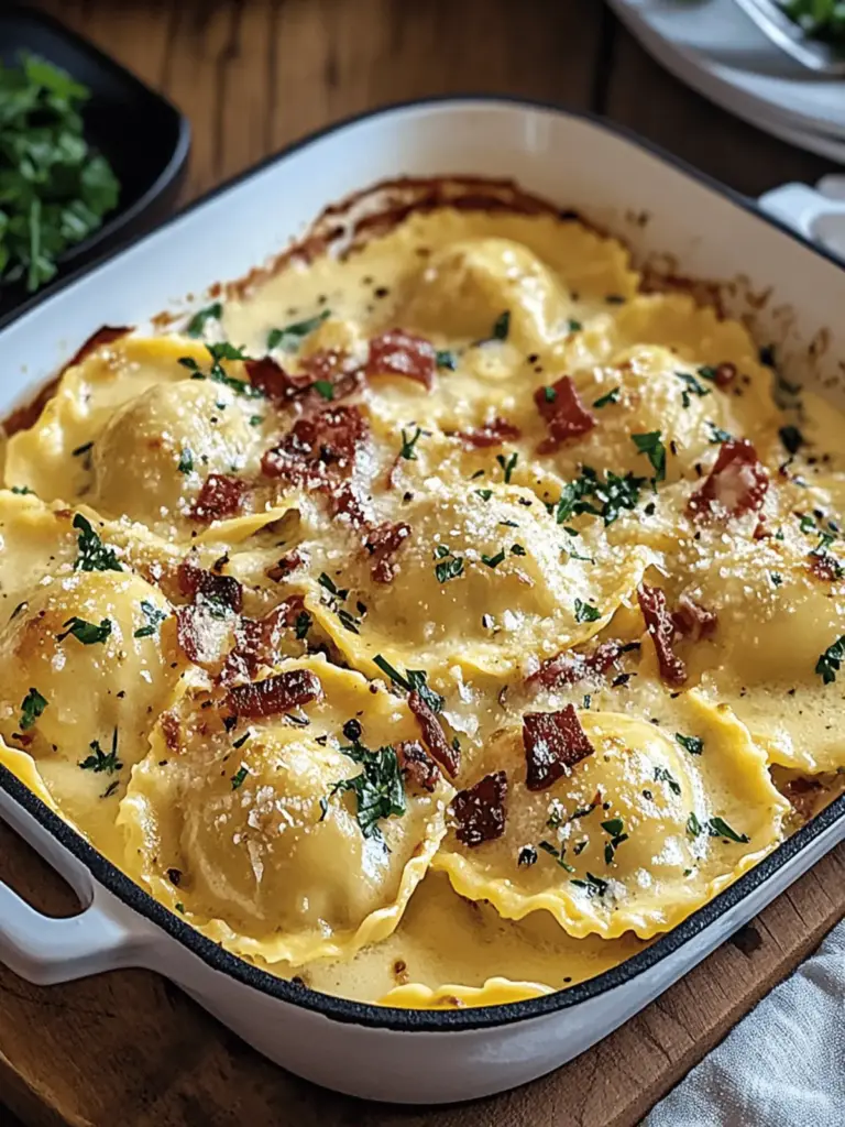 Olive Garden-Inspired Ravioli Carbonara