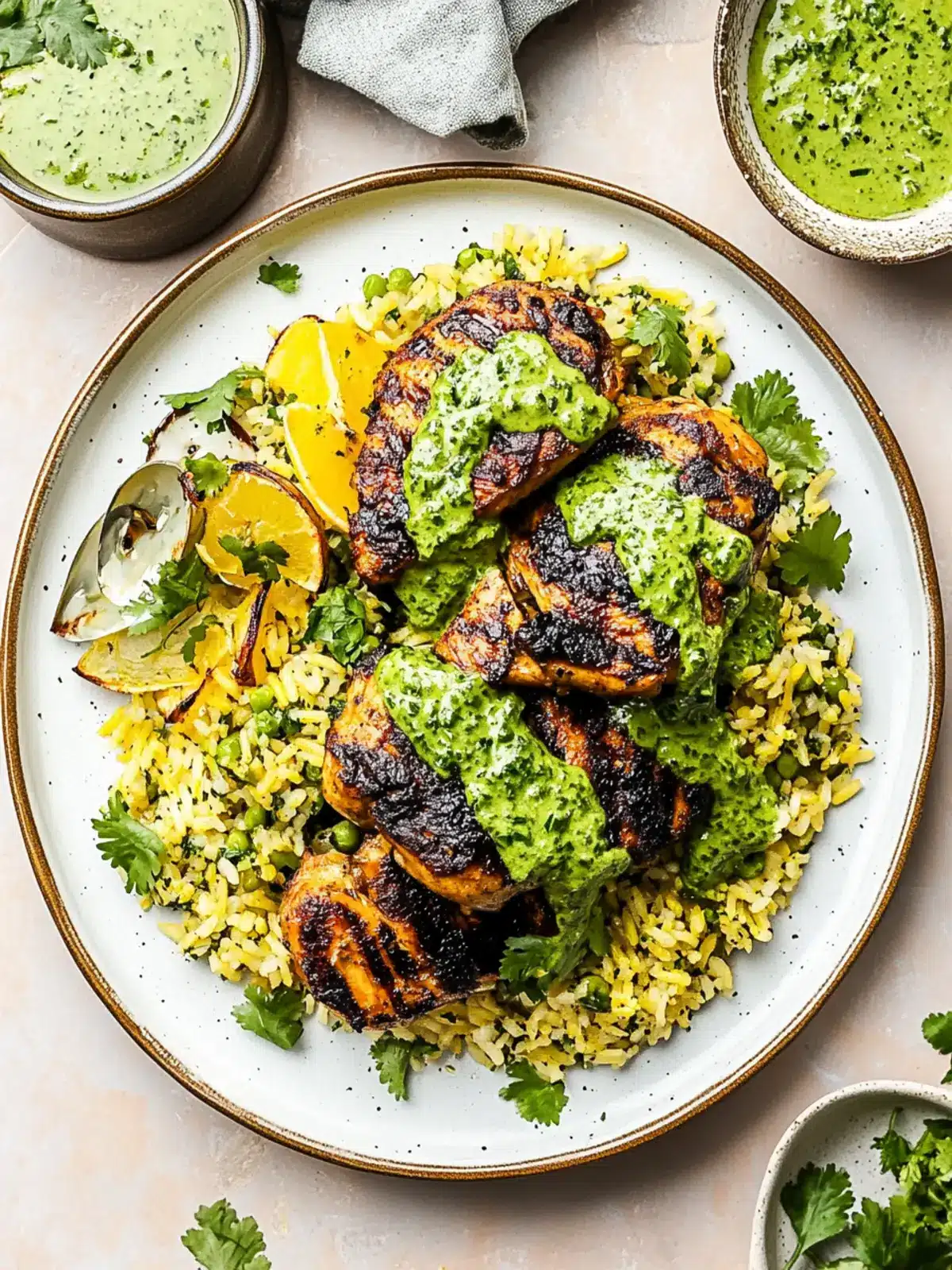 Peruvian Chicken & Rice with Green Sauce