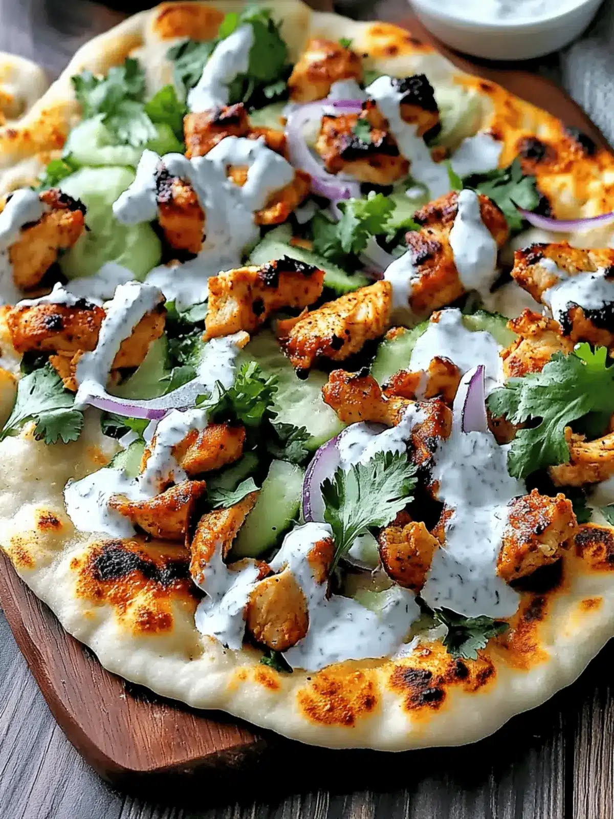 Tandoori Chicken Naan Pizza