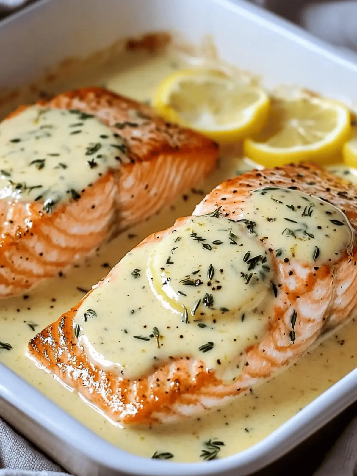 Baked Salmon with Lemon Butter Cream Sauce