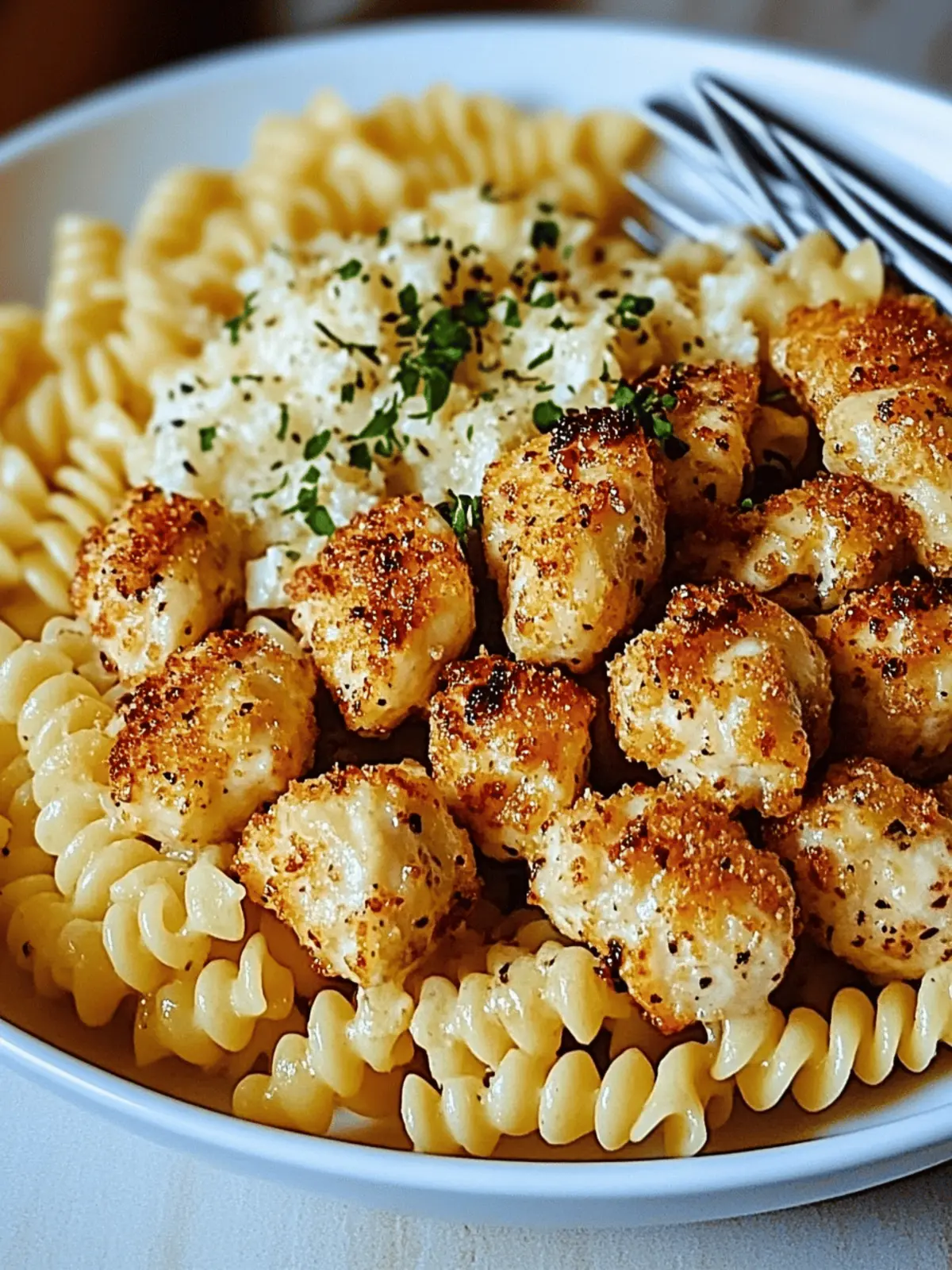 Garlic Parmesan Chicken Bites with Creamy Rotini Made Easy 5 Garlic Parmesan Chicken Bites with Creamy Rotini
