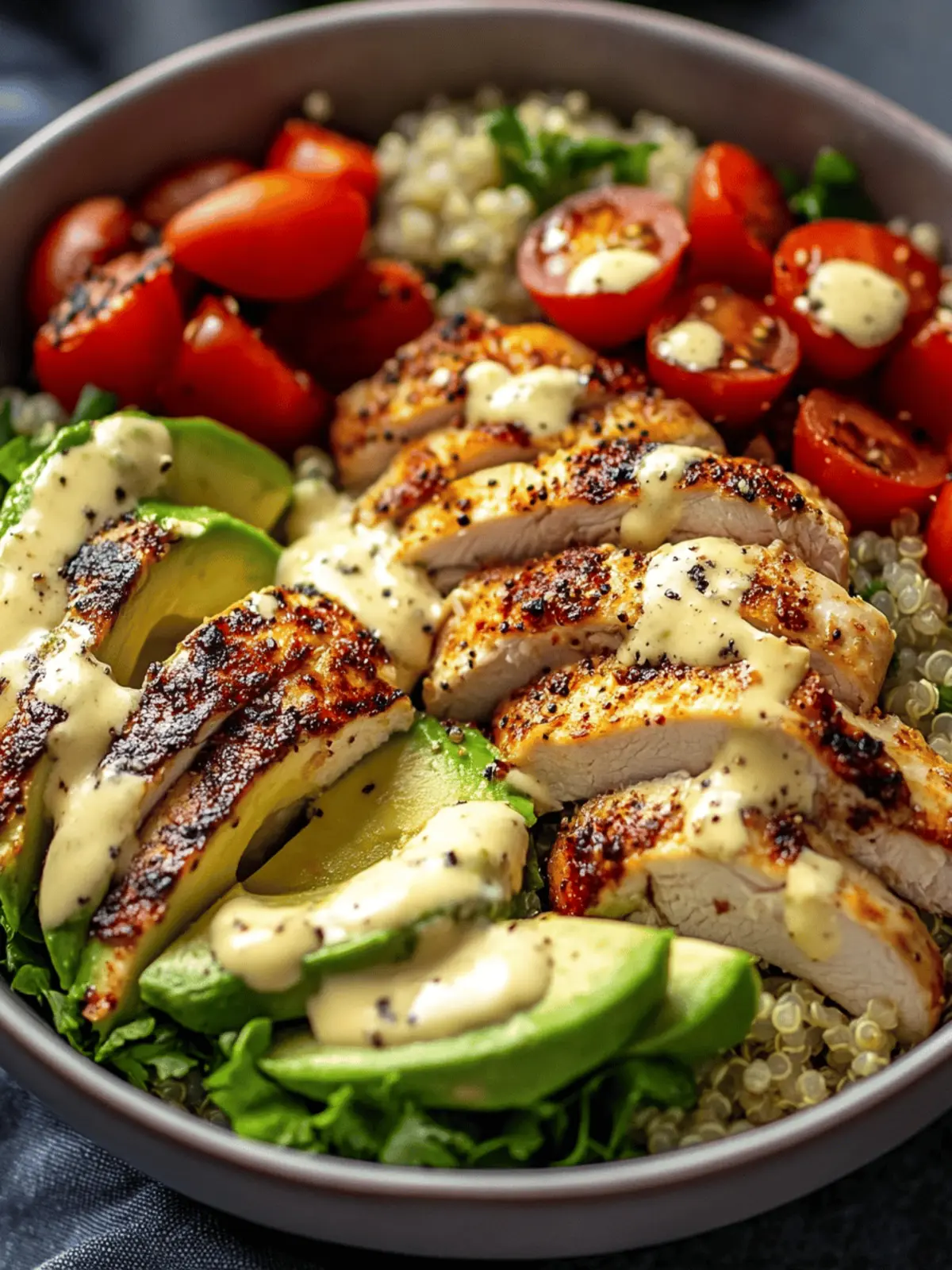 Creamy Avocado Chicken Quinoa Bowl