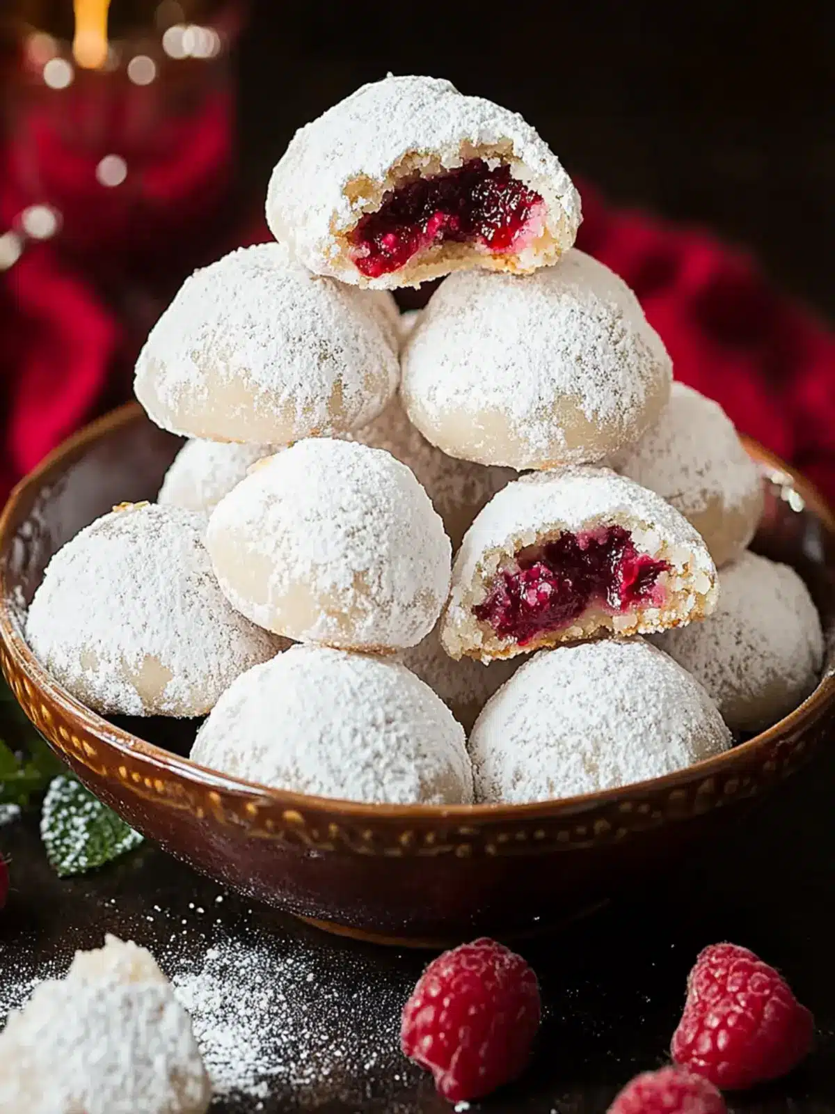 Raspberry Filled Almond Snowball Cookies You'll Adore 3 Raspberry Filled Almond Snowball Cookies