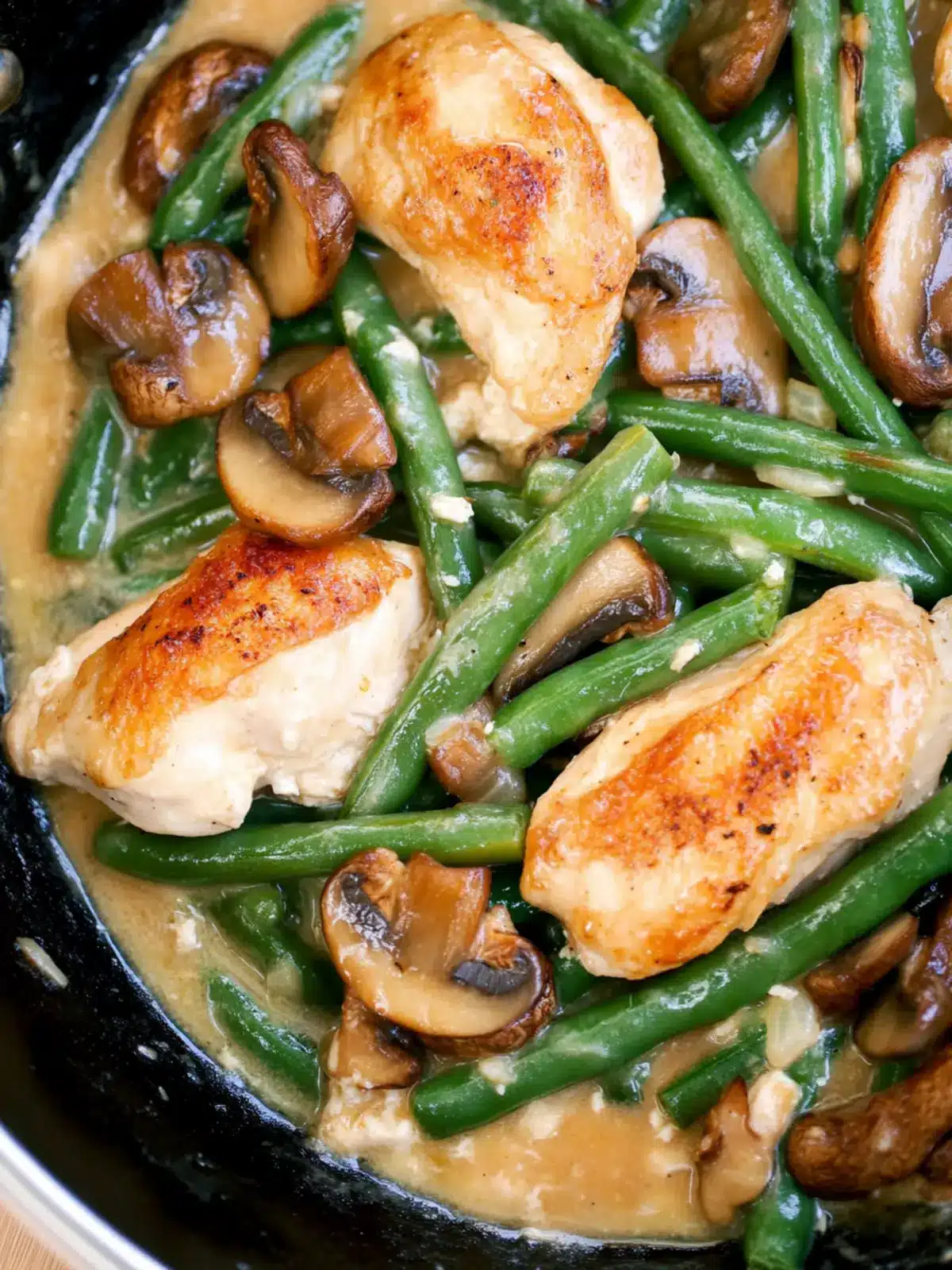 One Skillet Chicken with Green Beans and Mushrooms Delight 5 One Skillet Chicken with Green Beans and Mushrooms