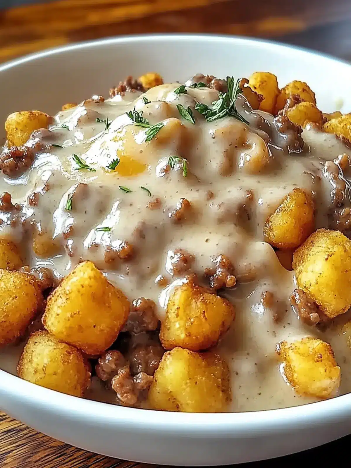 Tater Tot Breakfast Bowl with Sausage Gravy: Comfort in a Bowl 5 Tater Tot Breakfast Bowl with Sausage Gravy