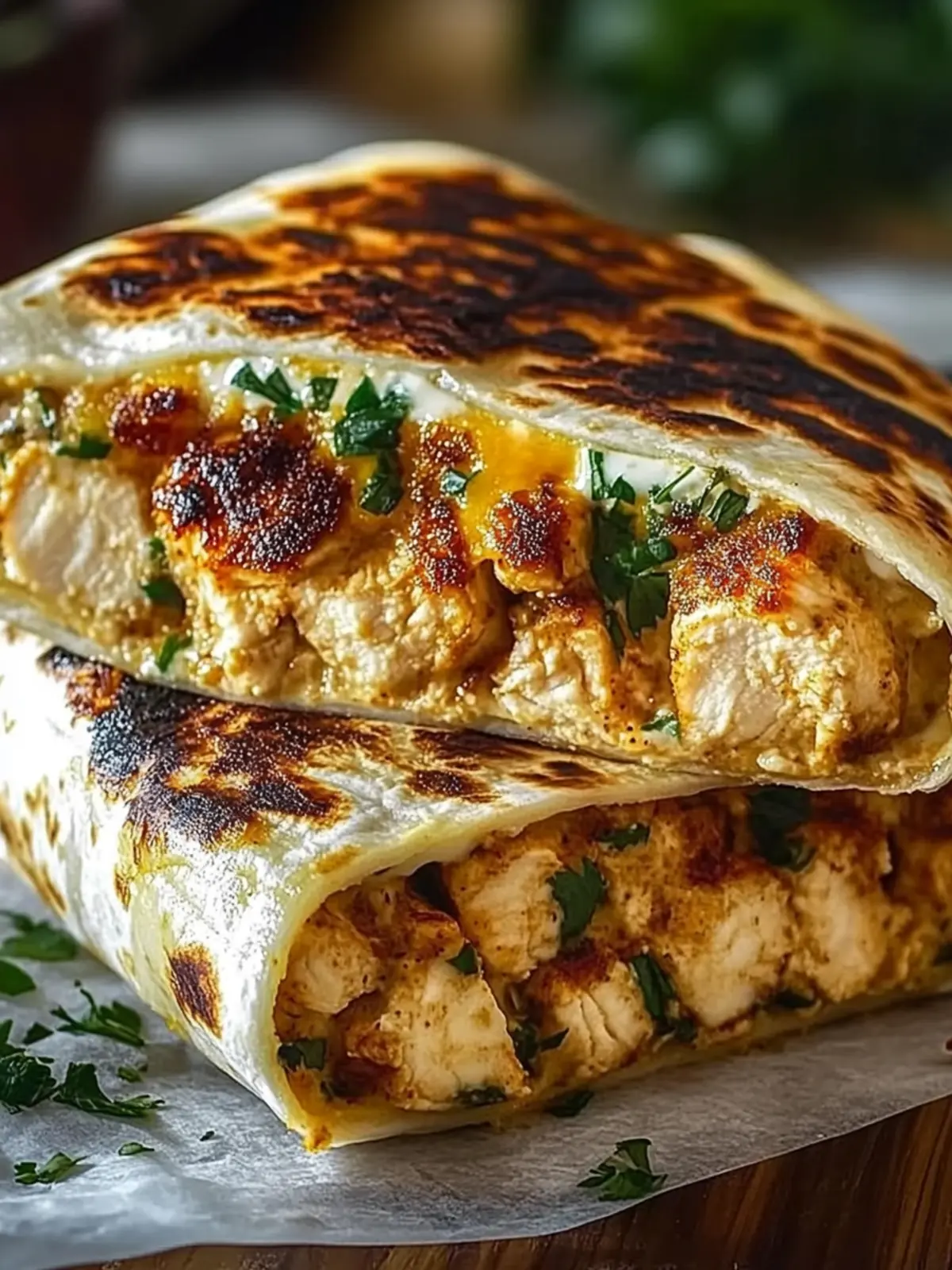 Crispy Parmesan Garlic Chicken Burritos