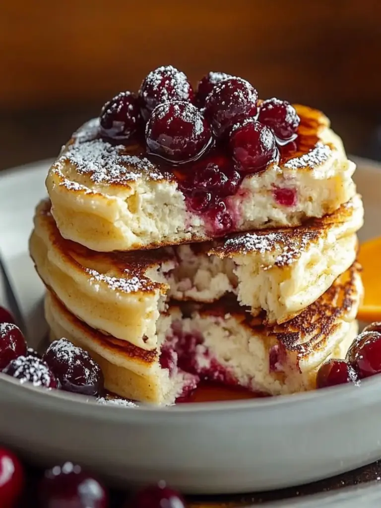 Fluffy Cranberry Orange Ricotta Pancakes