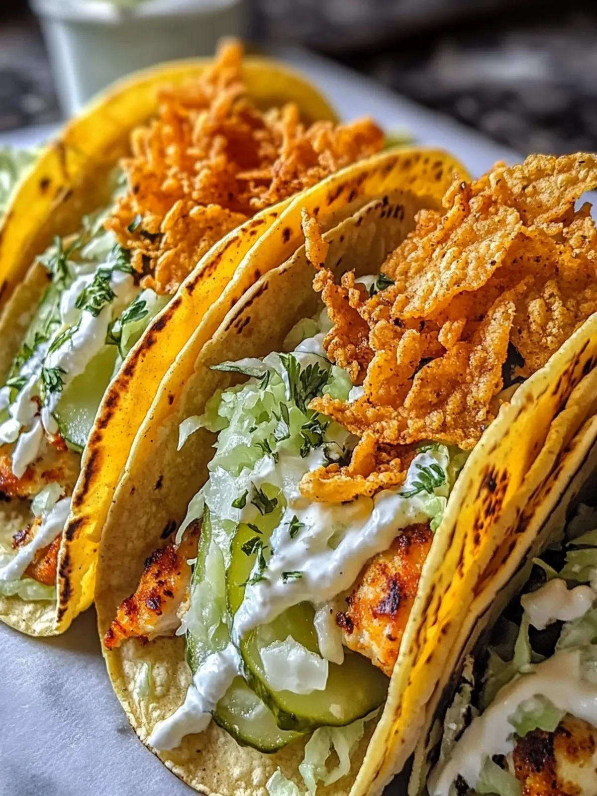 Dill Pickle Ranch Smash Chicken Tacos with Crispy Cheese Delight 3 Dill Pickle Ranch Smash Chicken Tacos with Crispy Cheese Delight