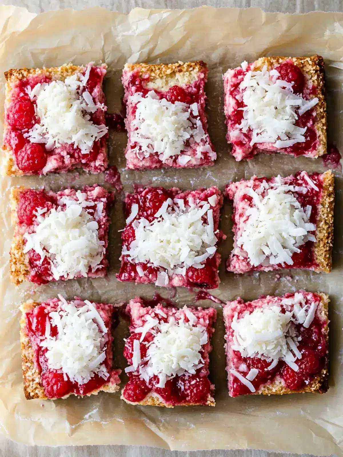 Raspberry Coconut Magic Bars