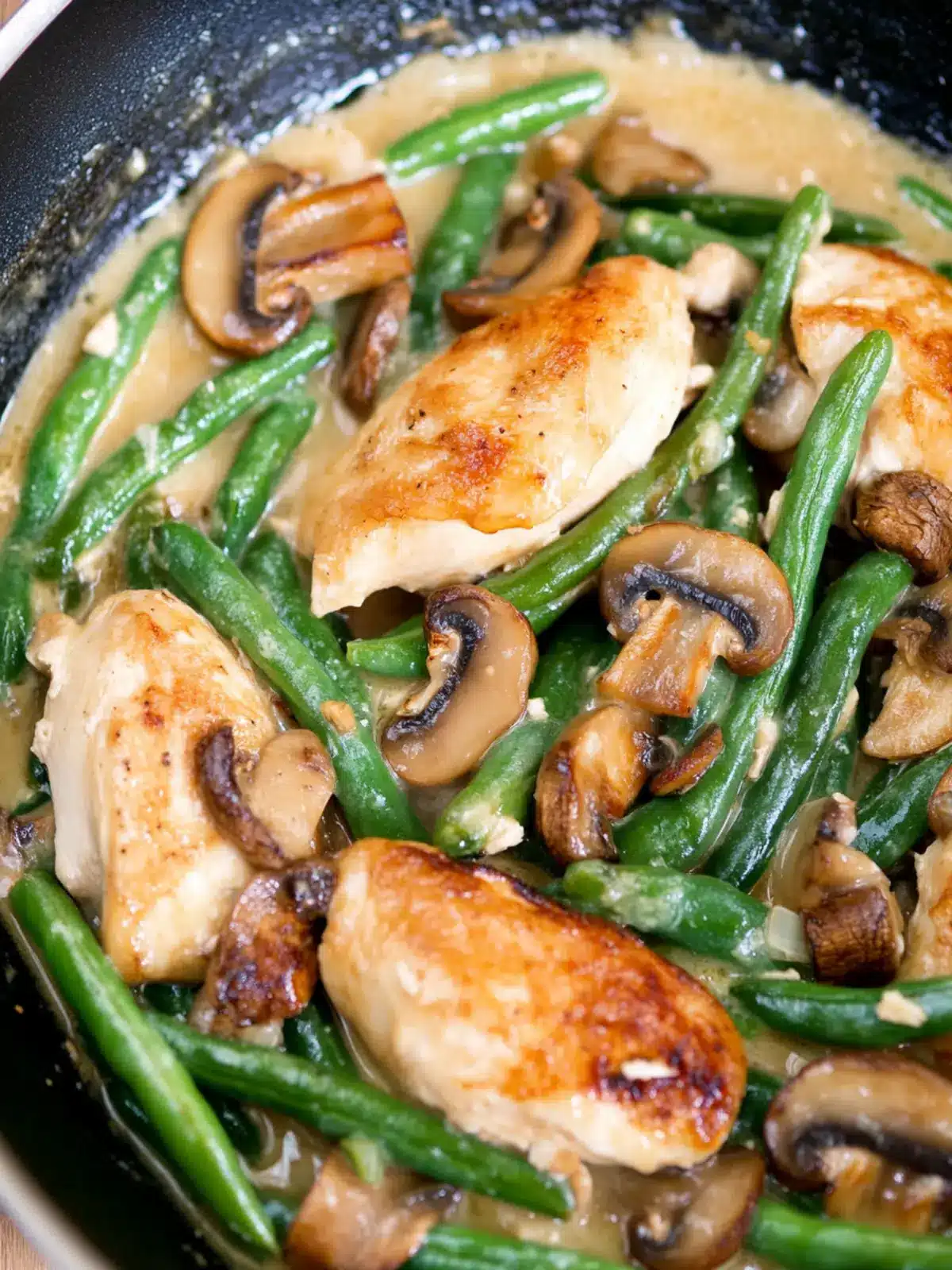 One Skillet Chicken with Green Beans and Mushrooms Delight 4 One Skillet Chicken with Green Beans and Mushrooms