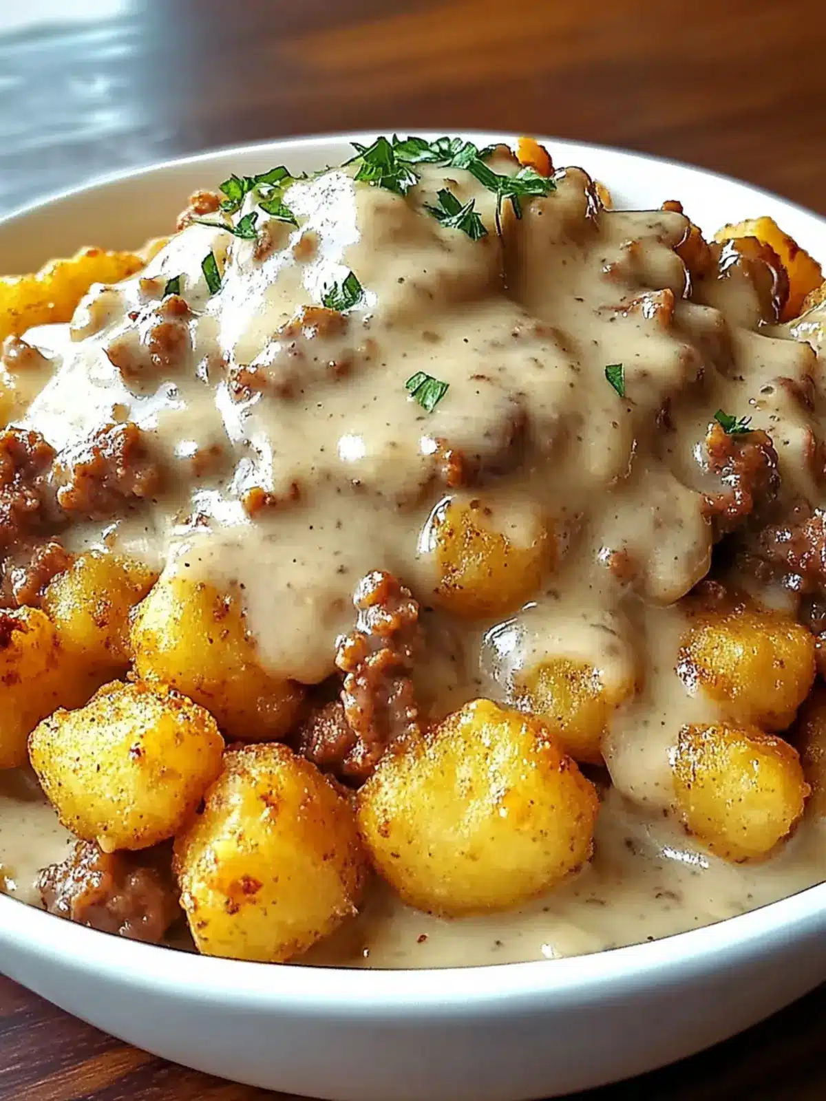 Tater Tot Breakfast Bowl with Sausage Gravy: Comfort in a Bowl 4 Tater Tot Breakfast Bowl with Sausage Gravy