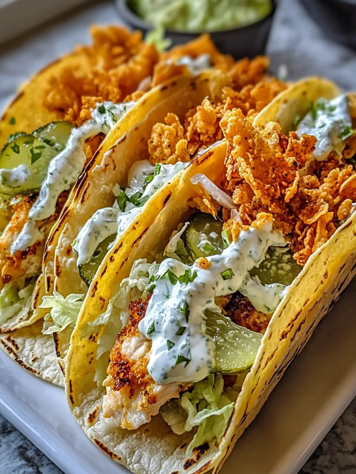 Dill Pickle Ranch Smash Chicken Tacos with Crispy Cheese Delight 2 Dill Pickle Ranch Smash Chicken Tacos with Crispy Cheese Delight