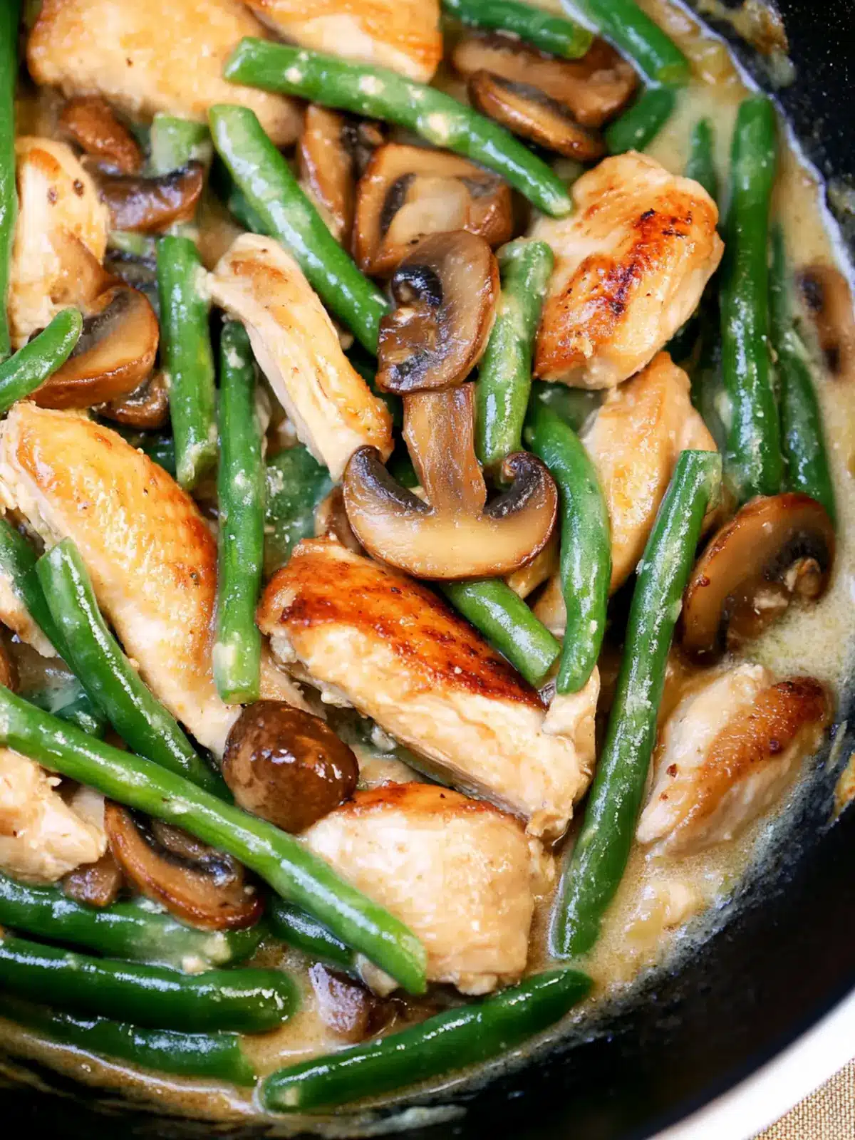 One Skillet Chicken with Green Beans and Mushrooms Delight 2 One Skillet Chicken with Green Beans and Mushrooms