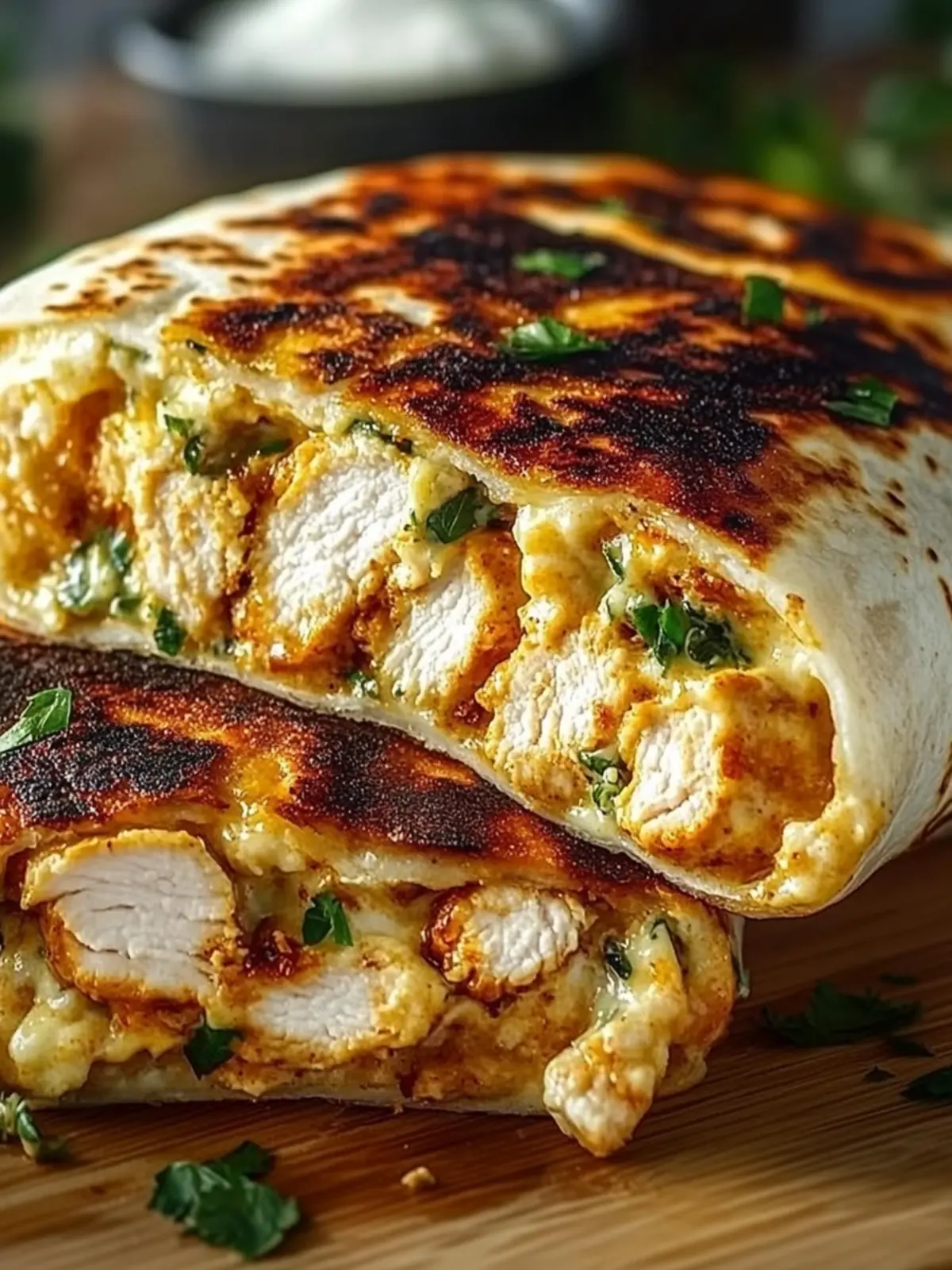 Crispy Parmesan Garlic Chicken Burritos