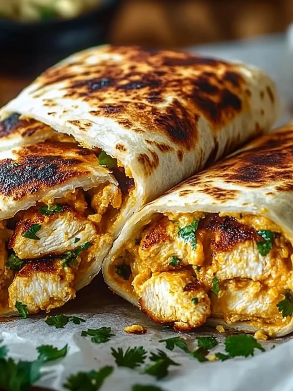 Crispy Parmesan Garlic Chicken Burritos