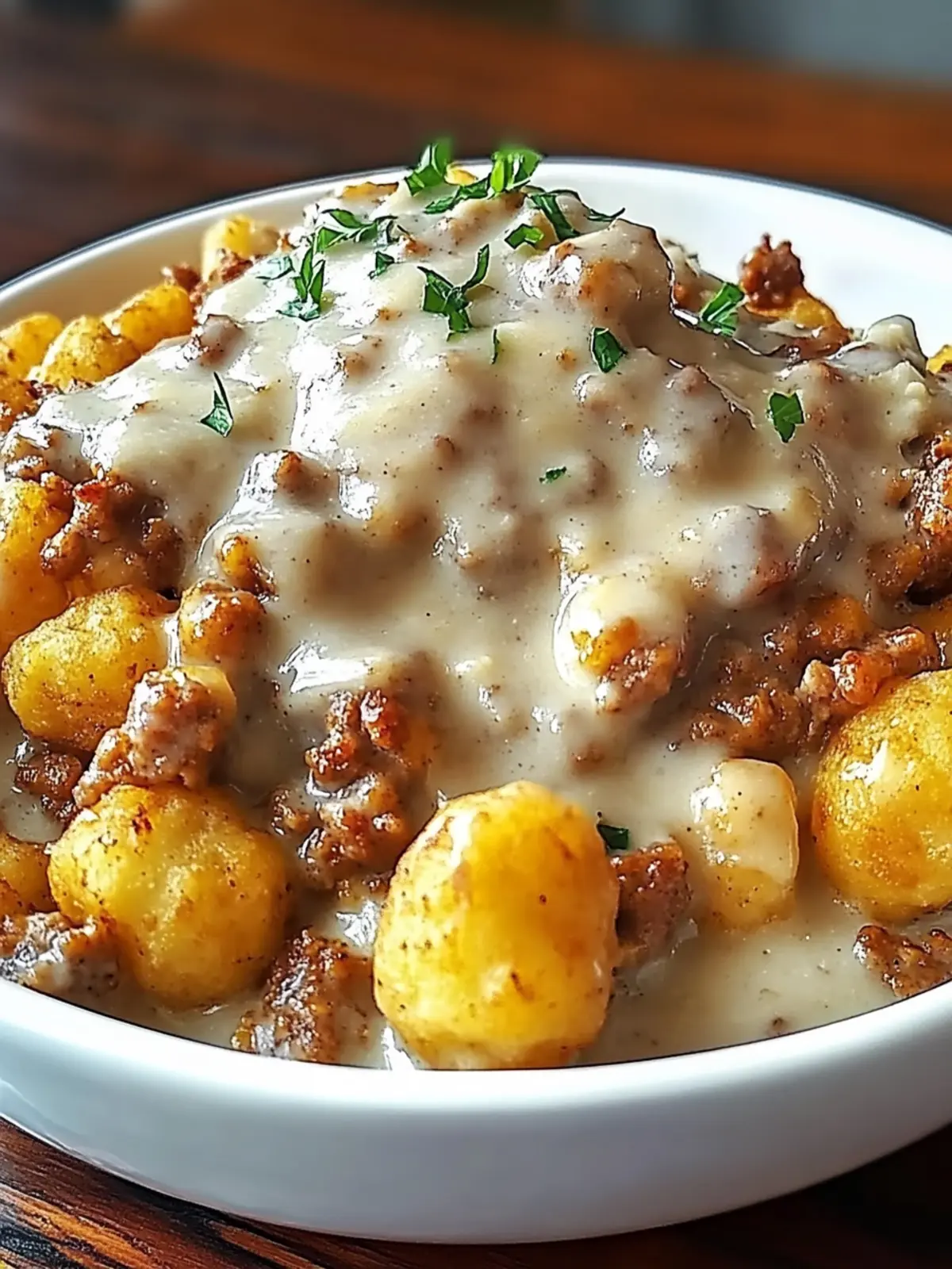 Tater Tot Breakfast Bowl with Sausage Gravy: Comfort in a Bowl 2 Tater Tot Breakfast Bowl with Sausage Gravy
