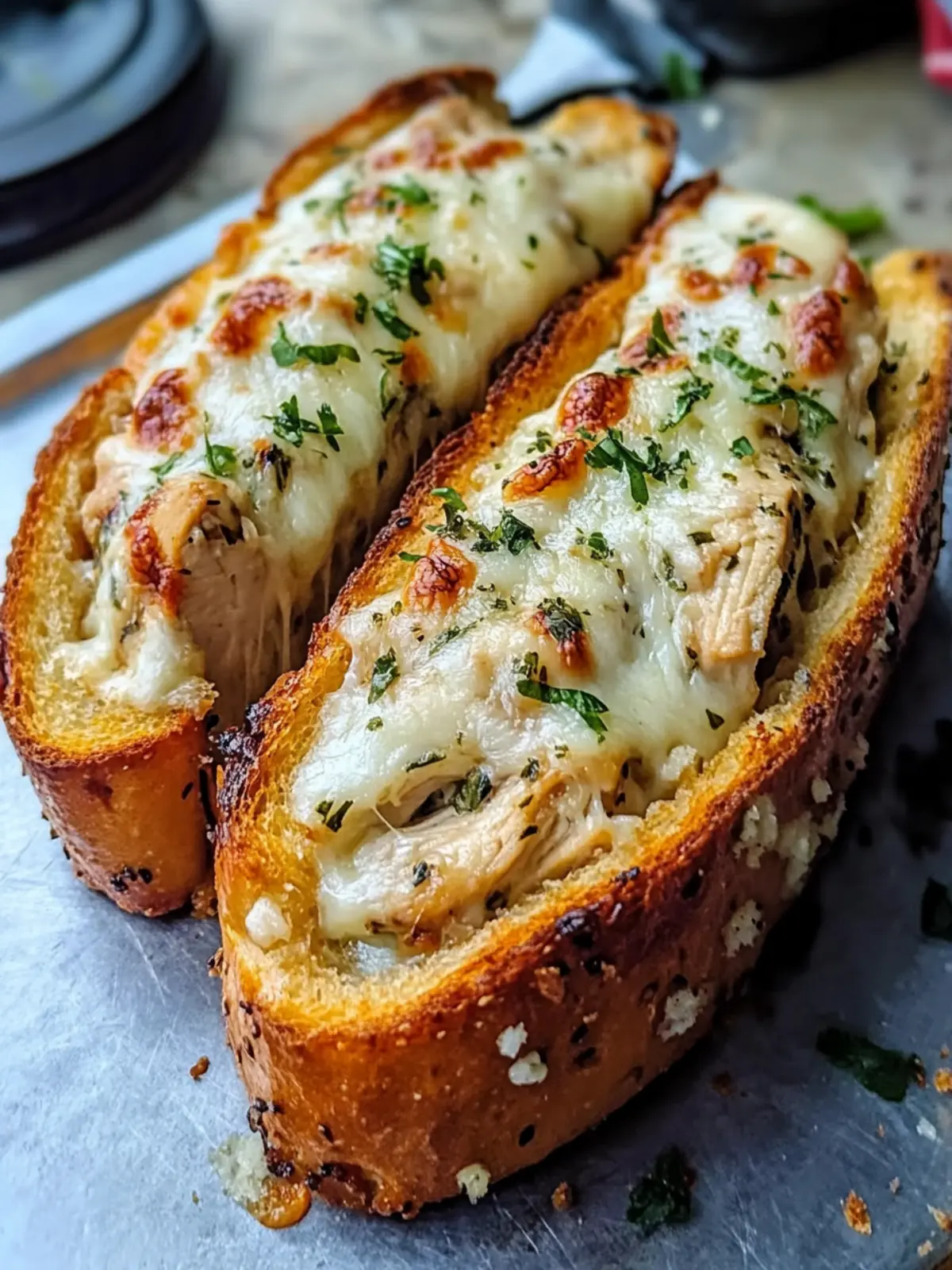 Cheesy Chicken Garlic Bread Sandwich That's So Easy to Make 2 Cheesy Chicken Garlic Bread Sandwich