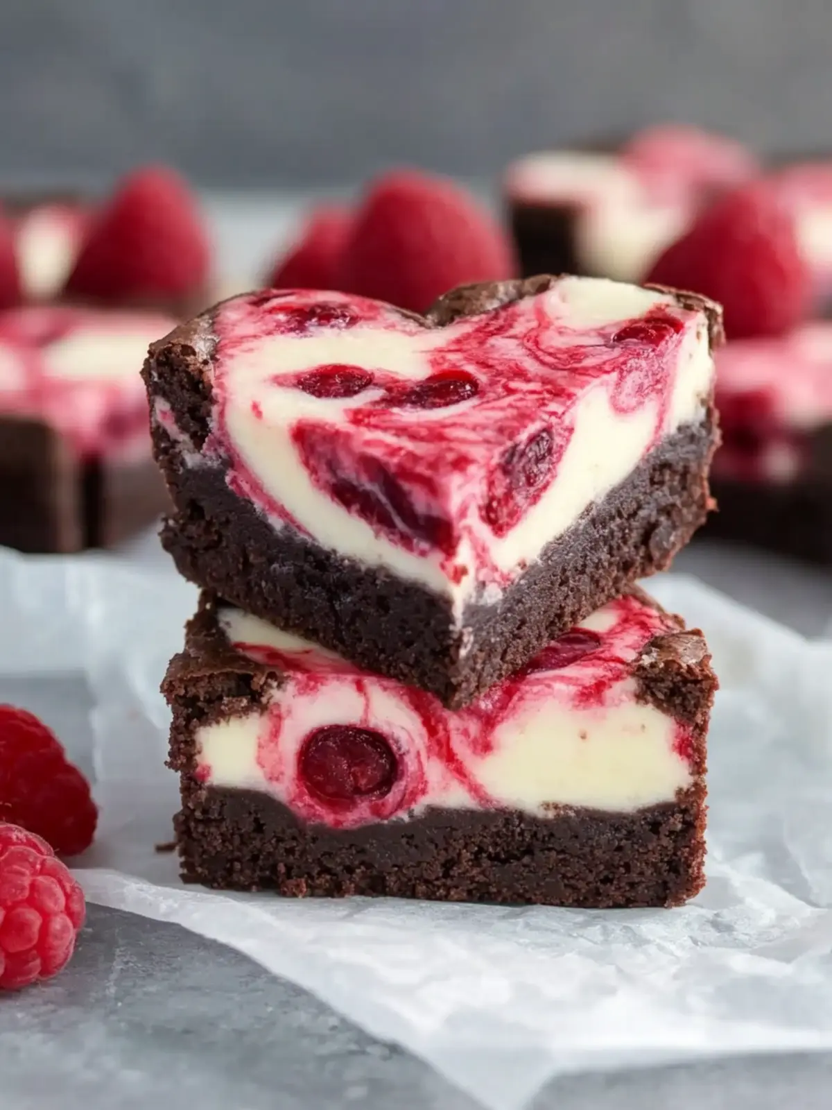 Heart Shaped Brownies with Raspberry Swirl and Cheesecake Magic 3 Heart Shaped Brownies (with Raspberry Swirl and Cheesecake Topping)