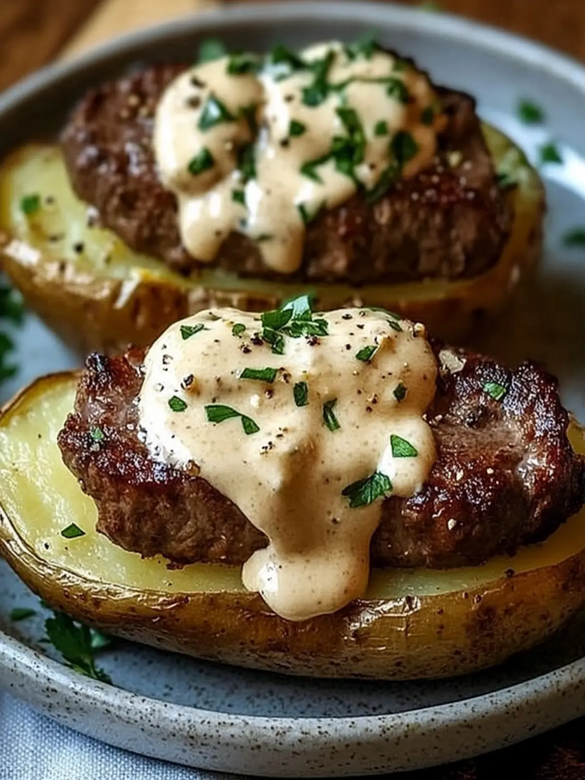 Steak-Stuffed Baked Potatoes with Parmesan Cream Sauce Magic 2 Steak-Stuffed Baked Potatoes with Parmesan Cream Sauce