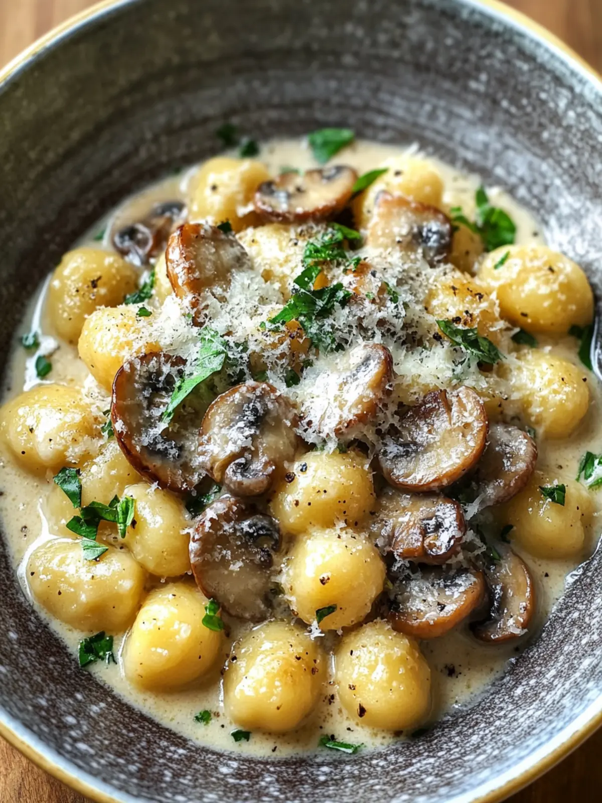 Mushroom Gnocchi with Parmesan Cream Sauce: Comfort Food Bliss 2 Mushroom Gnocchi with Parmesan Cream Sauce