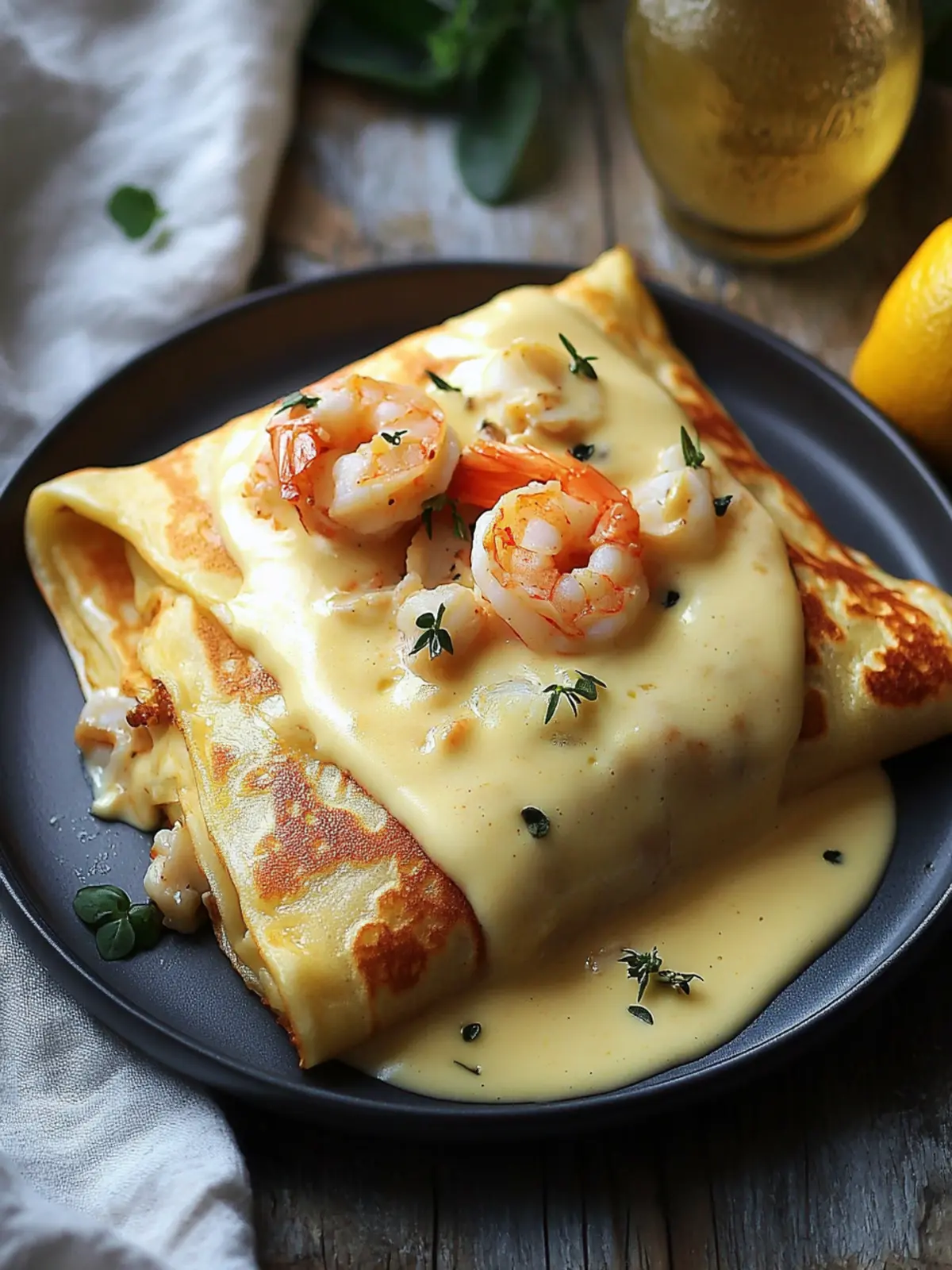 Gourmet Seafood Crepes with Creamy Béchamel Bliss 3 Gourmet Seafood Crepes with Homemade Béchamel Sauce