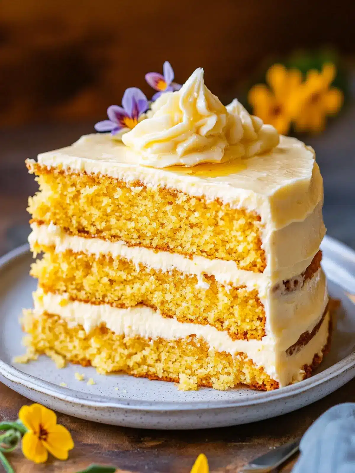 Decadent Layered Cornbread Cake with Whipped Honey Butter Frosting 4 Layered Cornbread Cake with Whipped Honey Butter Frosting