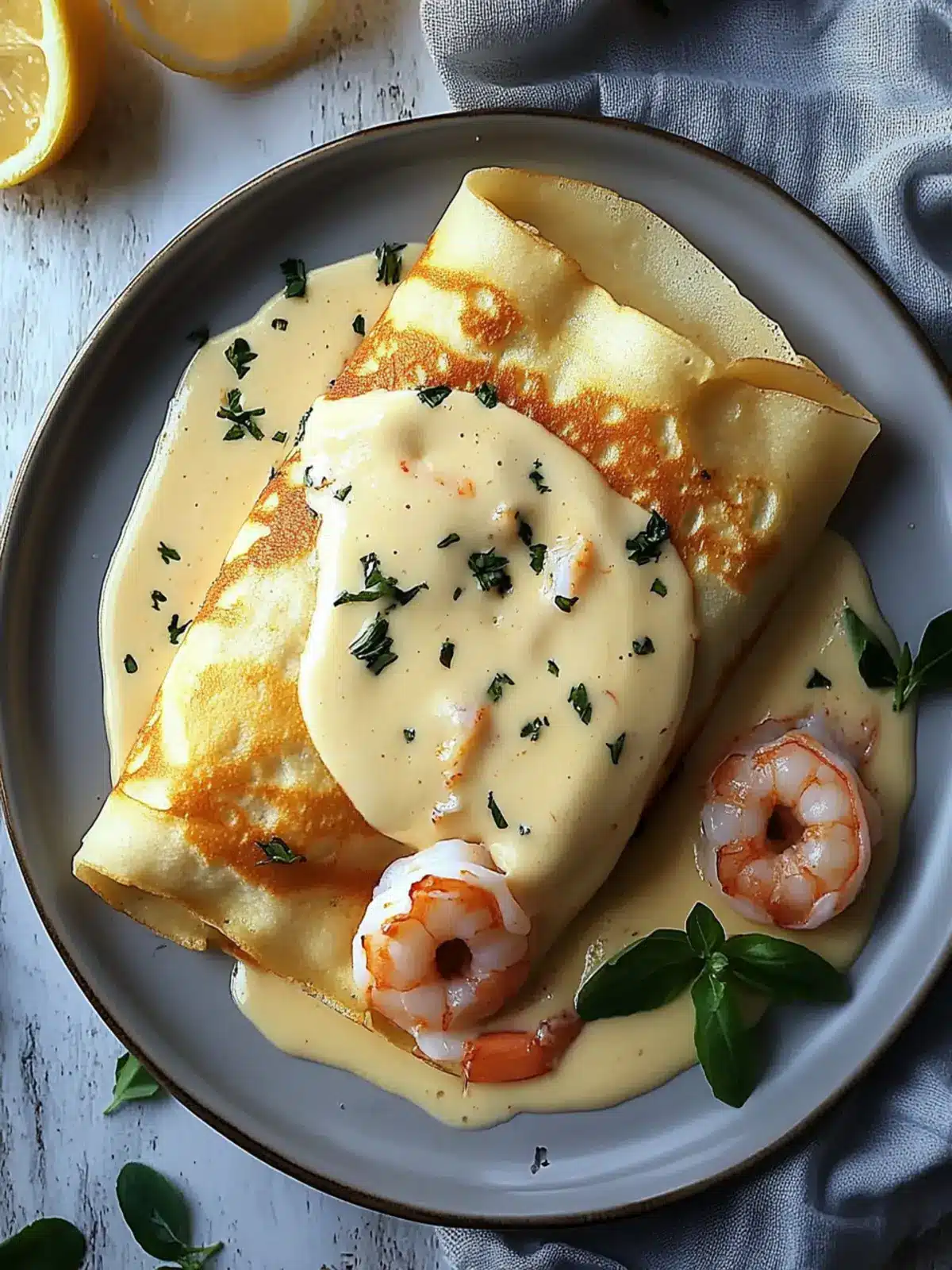Gourmet Seafood Crepes with Creamy Béchamel Bliss 5 Gourmet Seafood Crepes with Homemade Béchamel Sauce