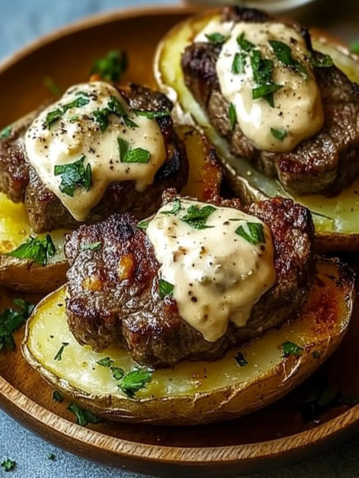 Steak-Stuffed Baked Potatoes with Parmesan Cream Sauce Magic 5 Steak-Stuffed Baked Potatoes with Parmesan Cream Sauce