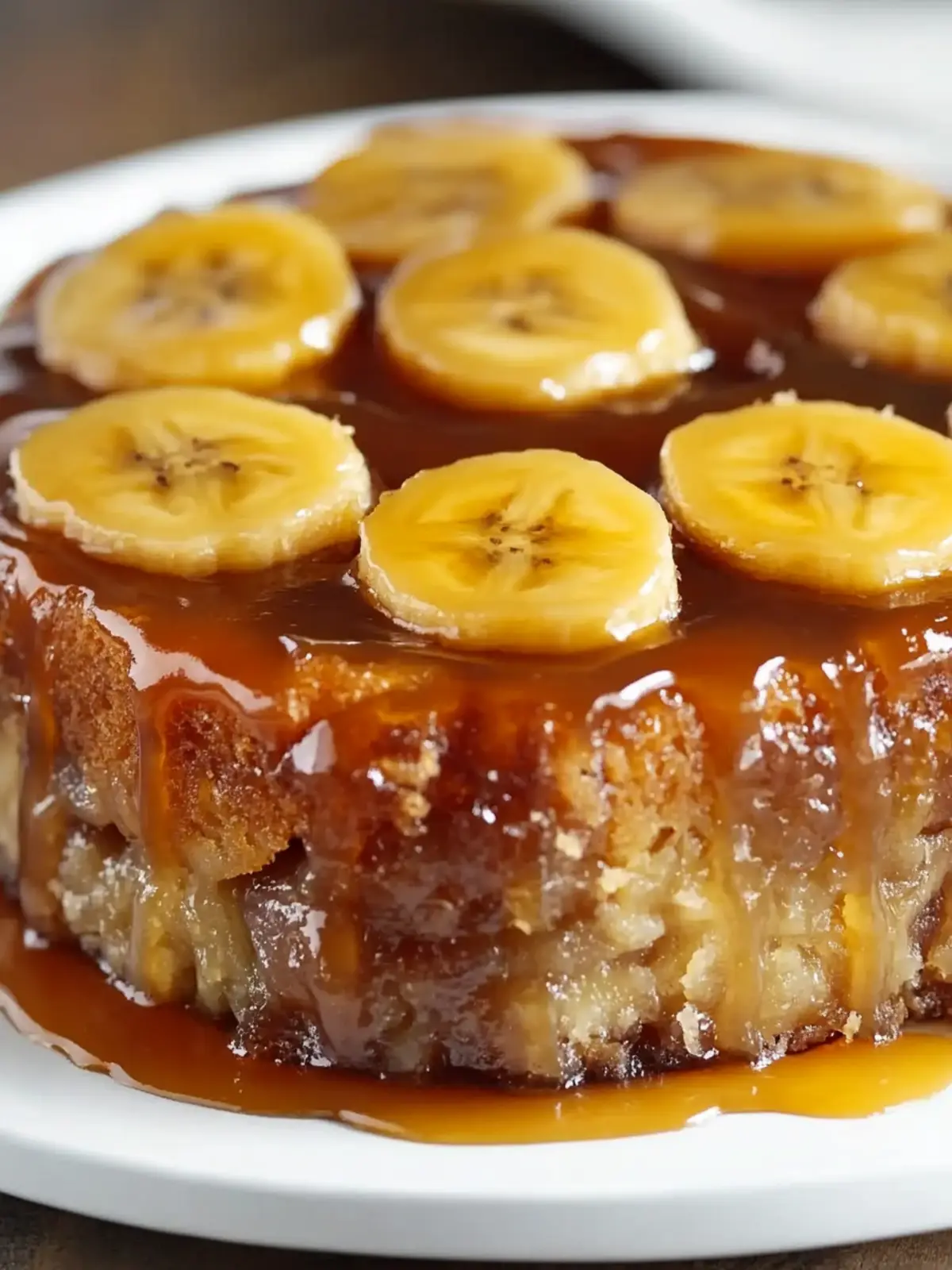 Decadent Banana Upside Down Cake with Caramel
