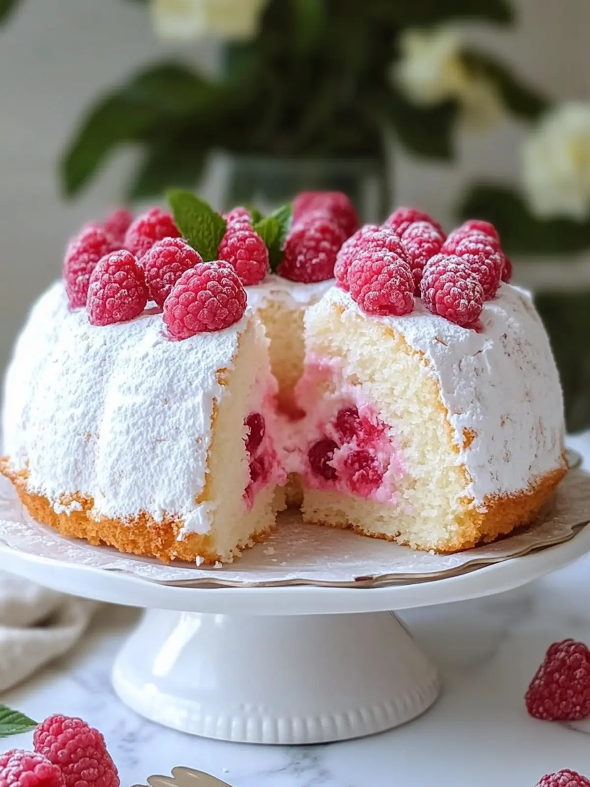 Fluffy Raspberry Angel Food Cake for a Guilt-Free Treat 3 Raspberry Angel Food Cake