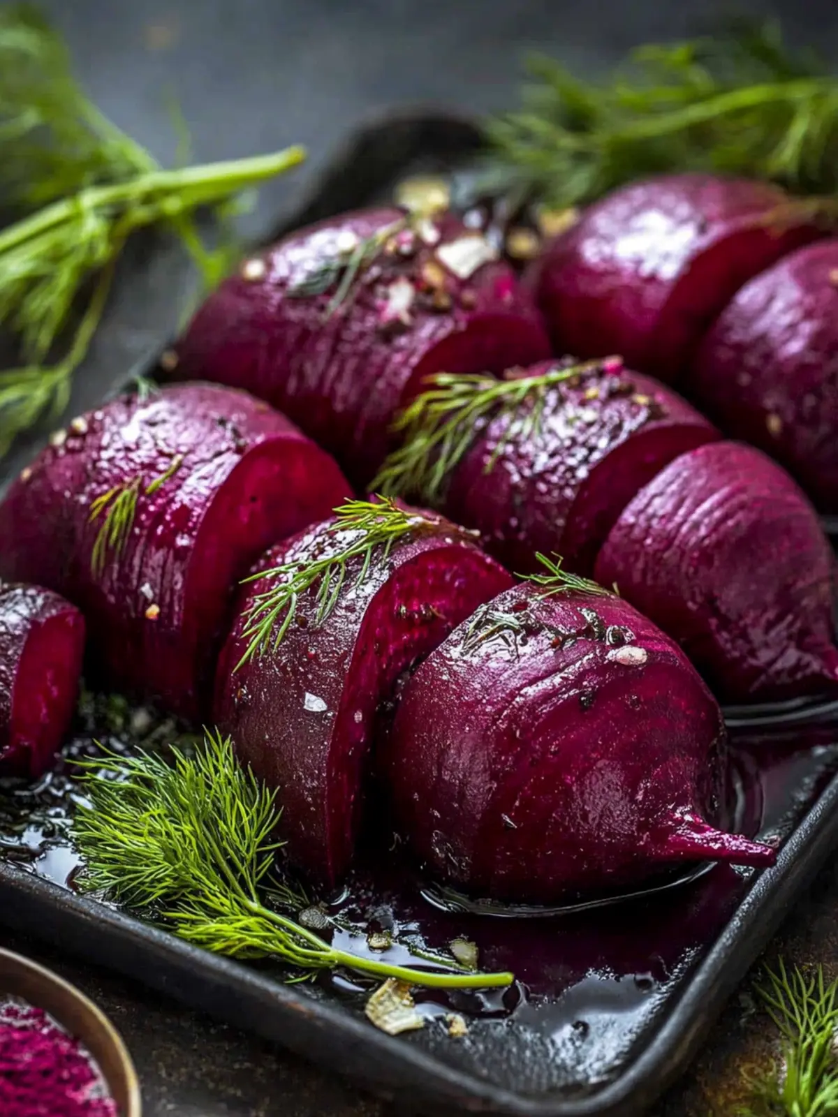 Roasted Hasselback Beets with Dill: A Flavorful Side Delight 2 Roasted Hasselback Beets Dill