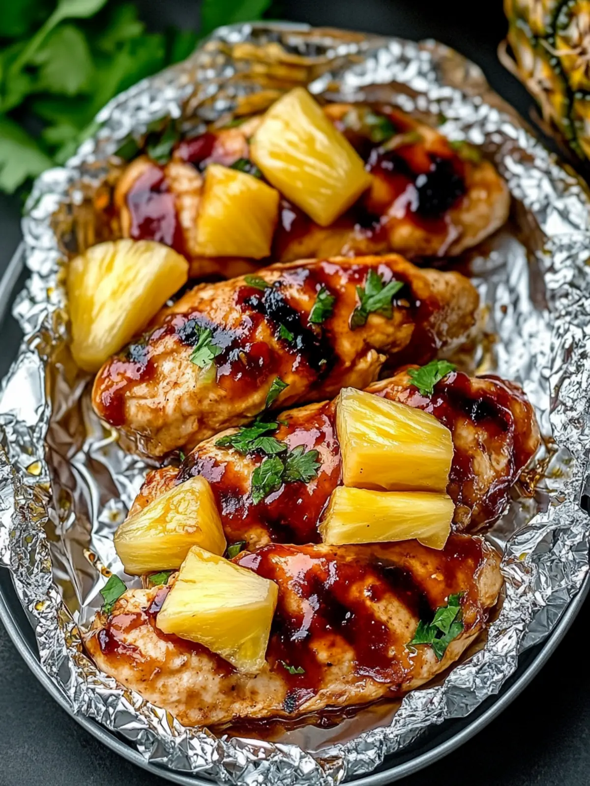 Savory Hawaiian BBQ Chicken Pineapple Foil Packets Made Easy 2 Hawaiian BBQ Chicken Pineapple Foil Packets