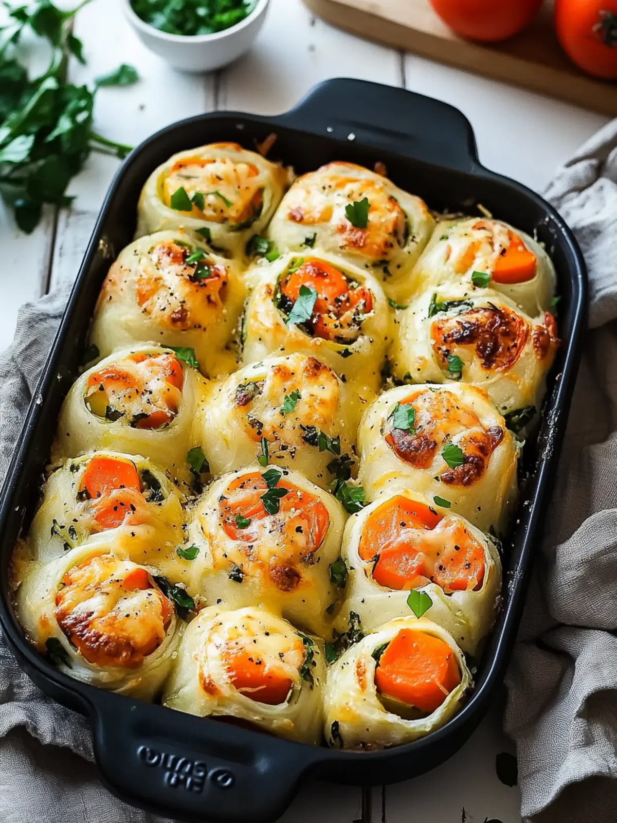 Cheesy Baked Vegetable Rolls