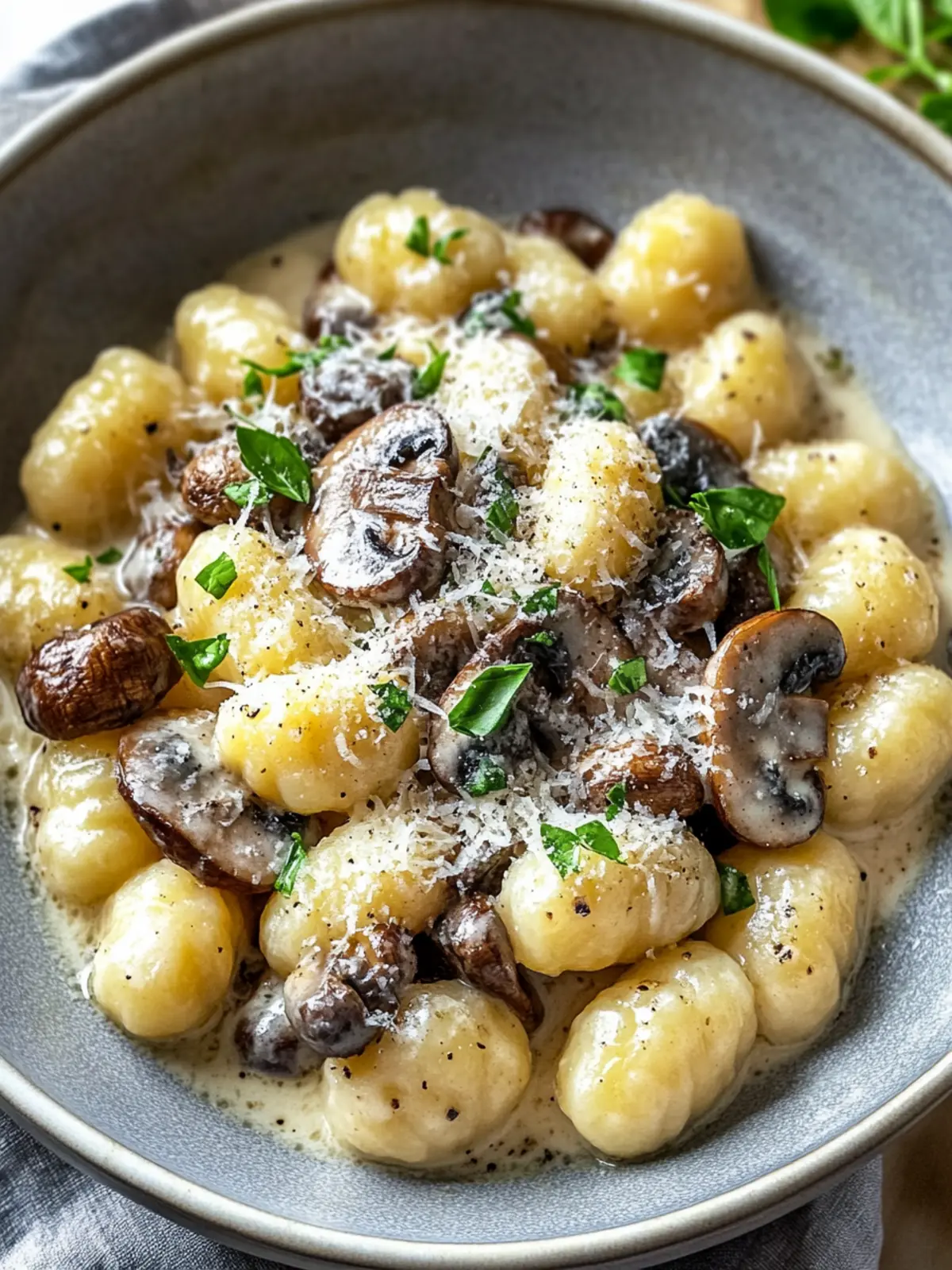 Mushroom Gnocchi with Parmesan Cream Sauce: Comfort Food Bliss 3 Mushroom Gnocchi with Parmesan Cream Sauce