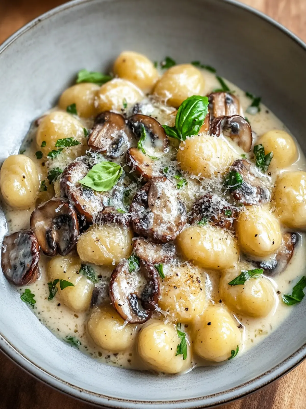 Mushroom Gnocchi with Parmesan Cream Sauce: Comfort Food Bliss 4 Mushroom Gnocchi with Parmesan Cream Sauce