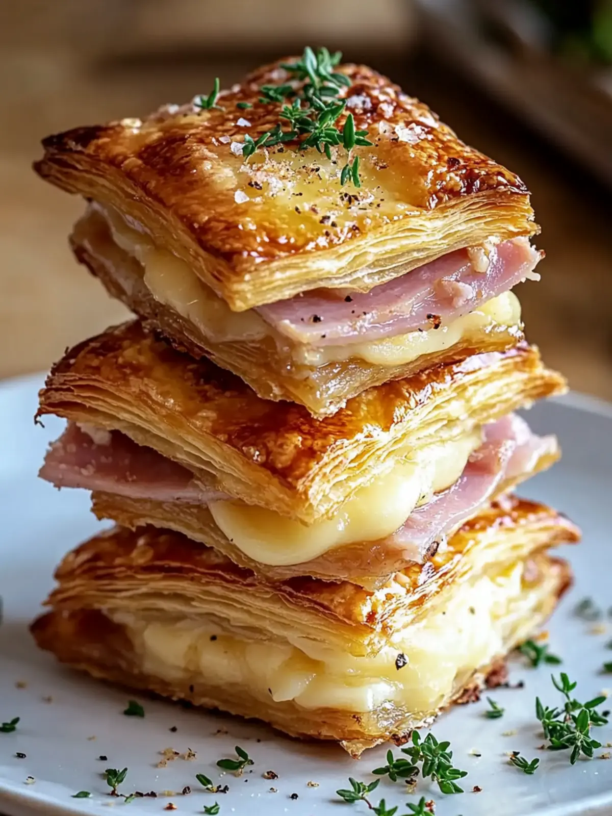 Crispy Ham & Cheese Puff Pastry Stacks: Your Snack Game Changer 2 Crispy Ham & Cheese Puff Pastry Stacks