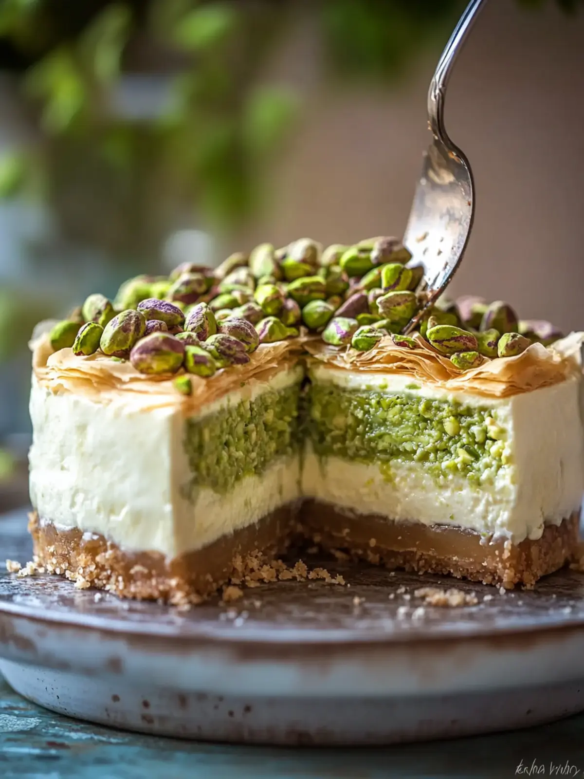 Irresistible Baklava Pistachio Cheesecake for Sweet Lovers 3 Baklava Pistachio Cheesecake