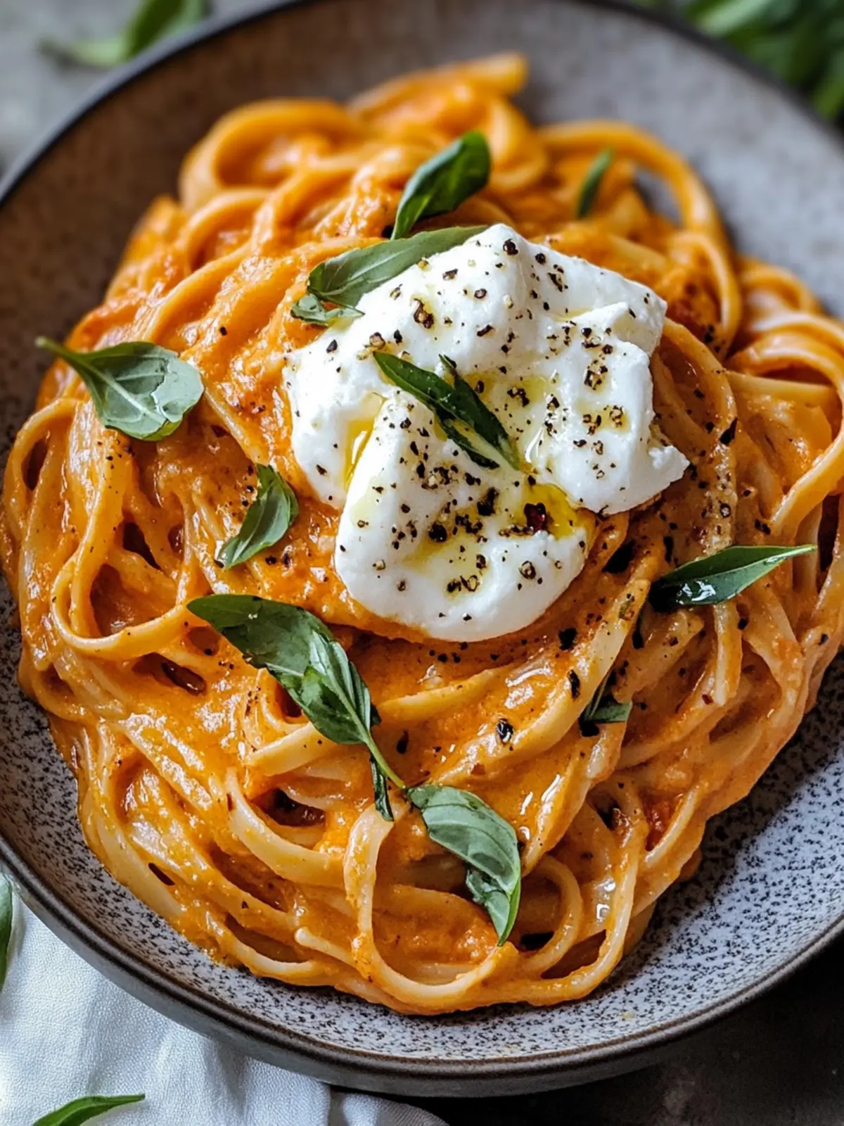 Creamy Red Pepper Pasta with Burrata & Herbs for Cozy Nights 2 Creamy Red Pepper Pasta with Burrata & Herbs