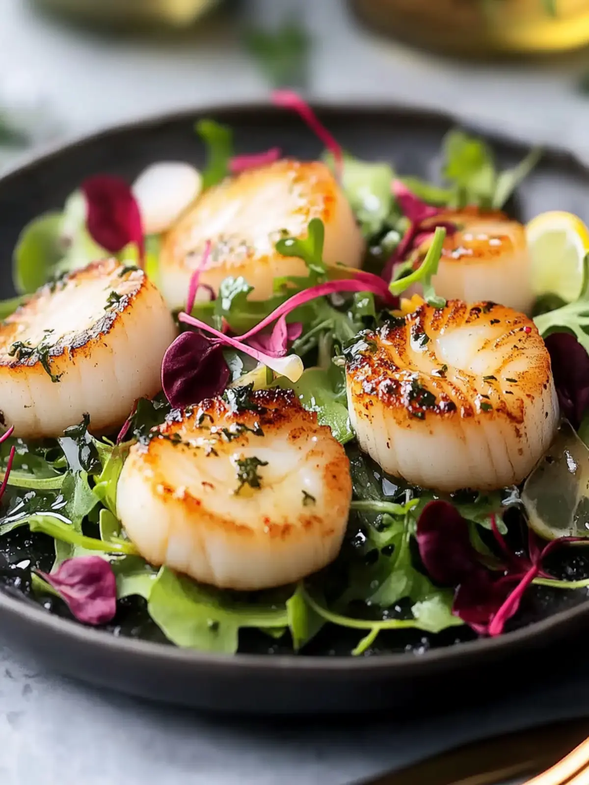 Pan Seared Scallops Romantic Dinner Salad for Cozy Evenings 2 Pan Seared Scallops Romantic Dinner Salad