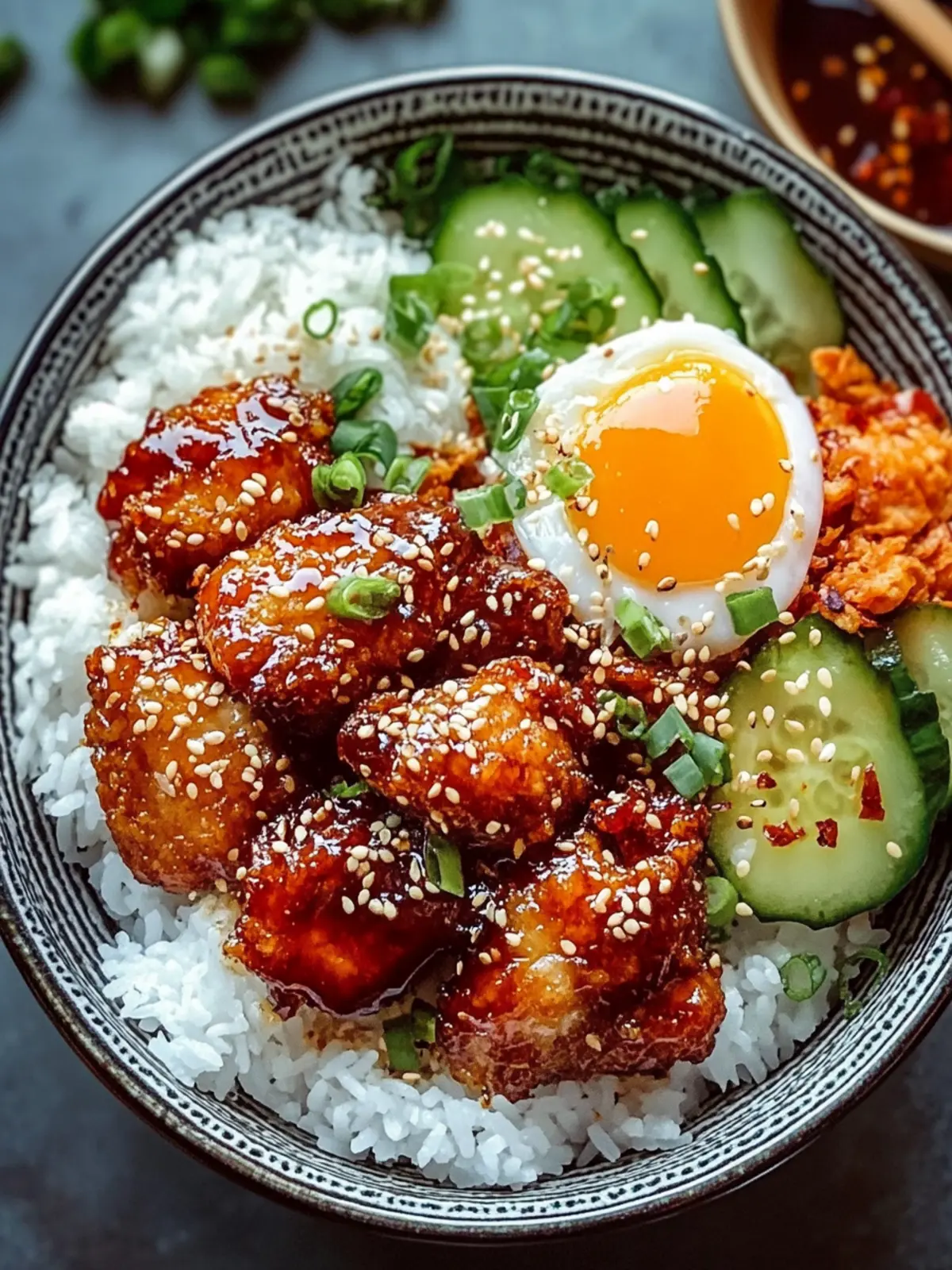Sticky Korean Fried Chicken and Rice Bowls