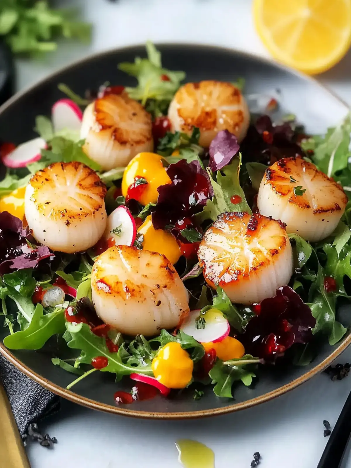 Pan Seared Scallops Romantic Dinner Salad for Cozy Evenings 4 Pan Seared Scallops Romantic Dinner Salad