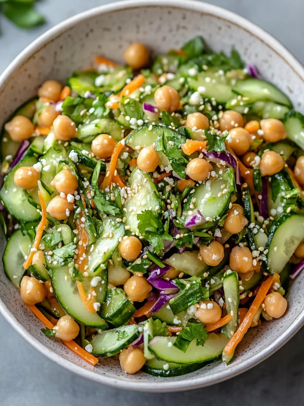 Crunchy Asian Cucumber and Chickpea Slaw with Zesty Dressing 4 Asian Cucumber and Chickpea Slaw
