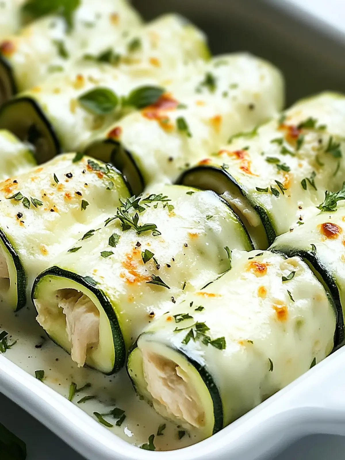 Zucchini Chicken Alfredo Roll Ups