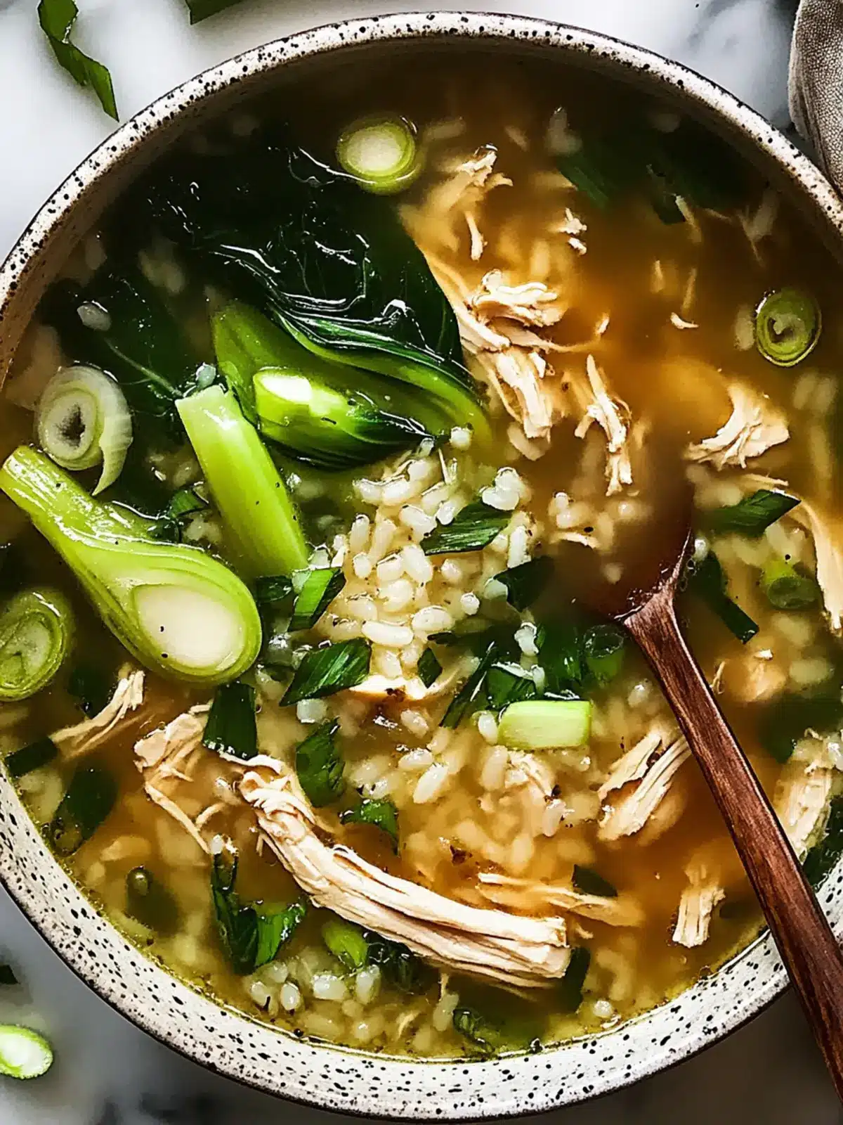 Ginger Chicken and Rice Soup with Bok Choy