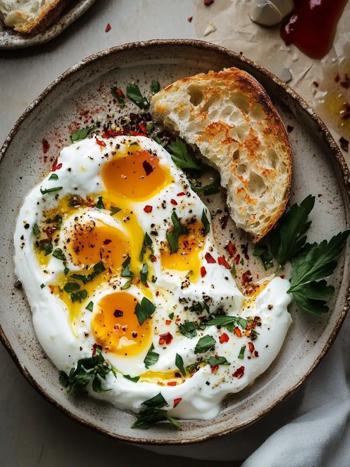 Turkish Eggs with Creamy Yogurt & Spiced Butter Bliss 3 Turkish Eggs with Creamy Yogurt & Butter Sauce