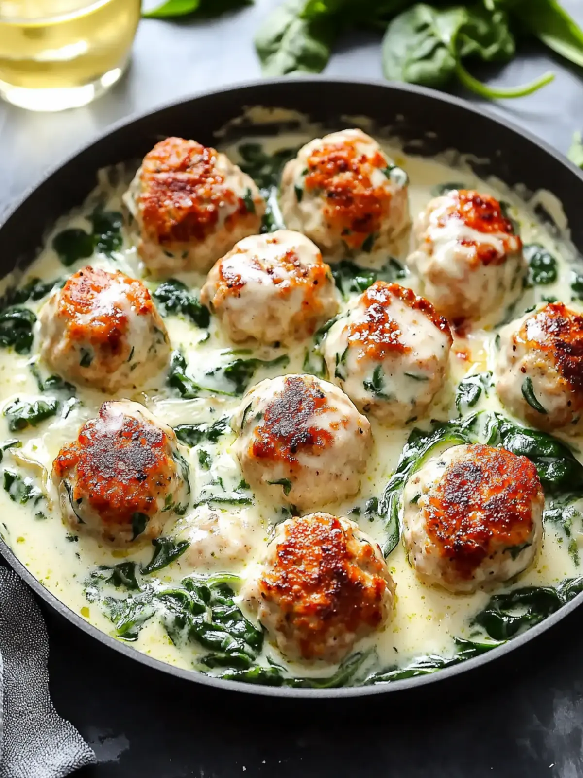 Baked Chicken Ricotta Meatballs with Spinach Alfredo Bliss Unleashed 4 Baked Chicken Ricotta Meatballs with Spinach Alfredo Bliss