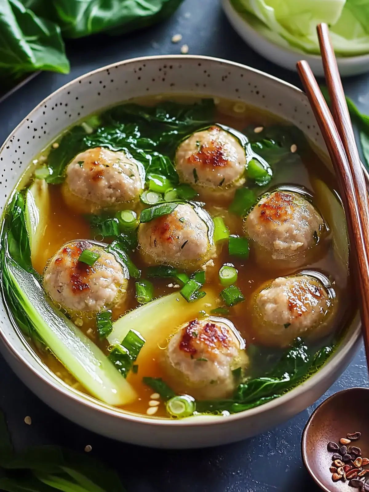 Ginger Chicken Meatball Soup with Baby Bok Choy for Cozy Nights 3 Ginger Chicken Meatball Soup with Baby Bok Choy
